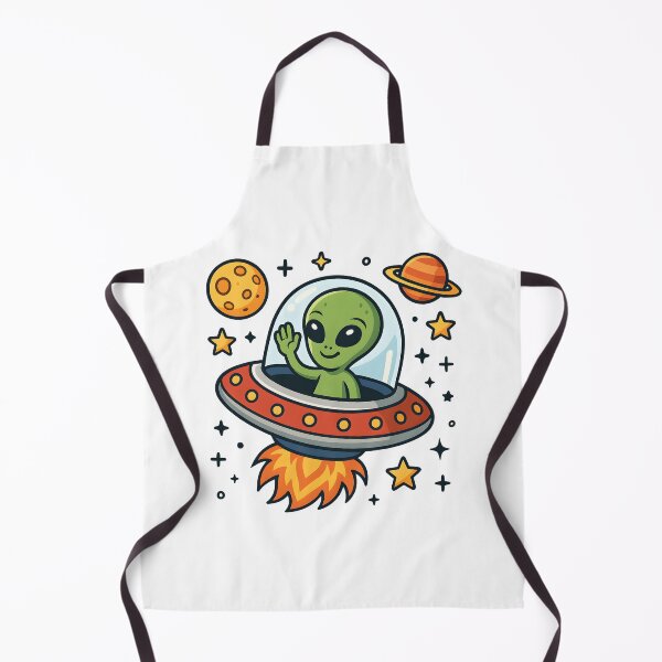 Item preview, Cute Alien in UFO Cartoon Space Adventure Design. designed and sold by The-T-In-Retro.