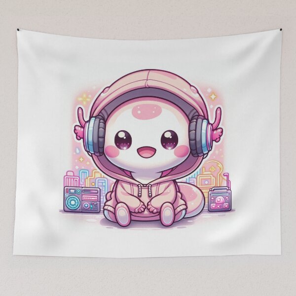 Item preview, Cute Kawaii Axolotl Robot in Urban Streetwear Hoodie designed and sold by Mitaudesign.