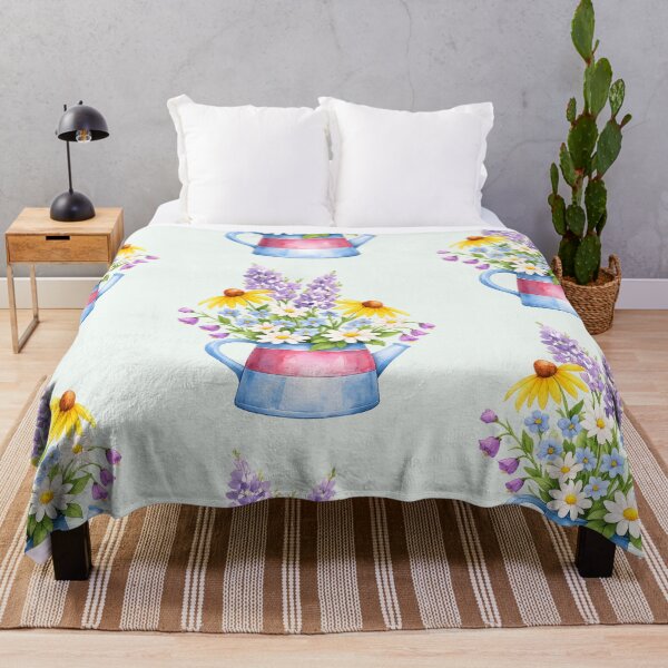 Item preview, Wildflower Bouquet in Watering Can – Cottage Garden Floral Illustration designed and sold by blankTeeShirt.