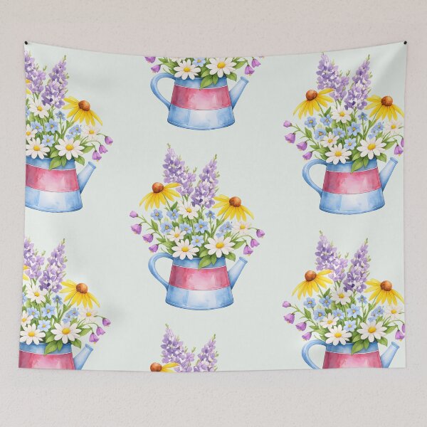 Item preview, Wildflower Bouquet in Watering Can – Cottage Garden Floral Illustration designed and sold by blankTeeShirt.