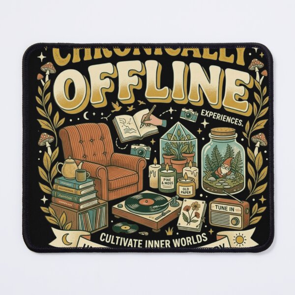 Item preview, Chronically Offline - Retro Cottagecore Cozy Sanctuary Illustration designed and sold by FarDesign.
