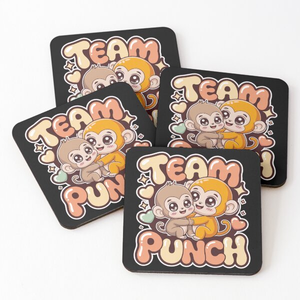 Item preview, Team Punch – Kawaii Sparkle Eye Monkey Duo Terracotta Peach Tee | Cute BFF Shirt designed and sold by DarylWelsh2024.