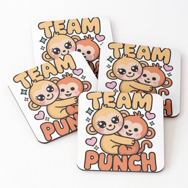 Item preview, Team Punch – Kawaii Lash-Eyed Golden Mama Monkey Hugging Rust Baby Yellow Orange Two-Tone Tee designed and sold by DarylWelsh2024.