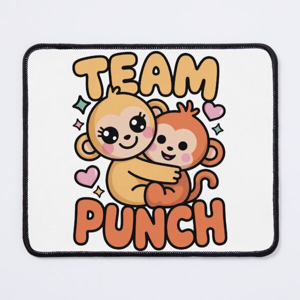 Item preview, Team Punch – Kawaii Lash-Eyed Golden Mama Monkey Hugging Rust Baby Yellow Orange Two-Tone Tee designed and sold by DarylWelsh2024.