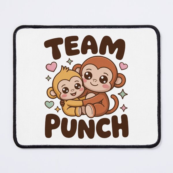 Item preview, Team Punch – Kawaii Brown Mama Monkey Cradling Golden Baby All Chocolate Brown Bubble Letter Tee designed and sold by DarylWelsh2024.
