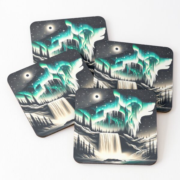 Item preview, Aurora Borealis Eclipse and Wolf, Ai Generated Art   designed and sold by ACC .