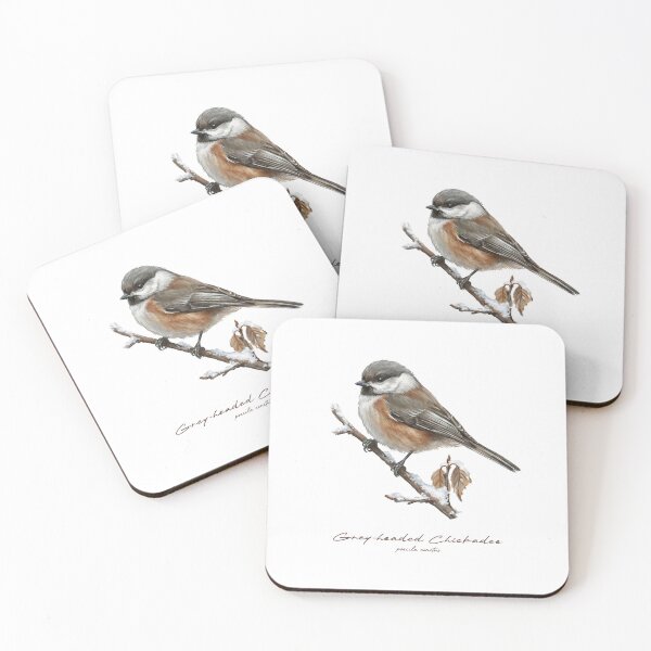 Item preview, Grey-headed Chickadee on Snowy Branch designed and sold by Takeda-art.