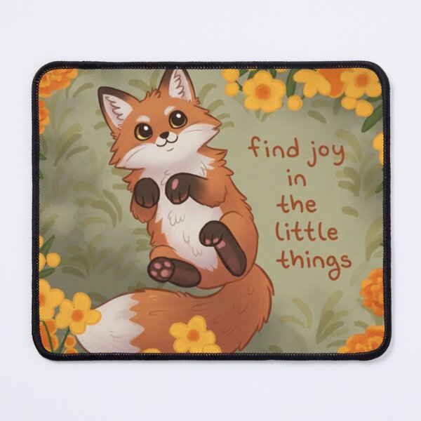 Item preview, "Find Joy in the Little Things" Cute Fox Surrounded by Marigolds designed and sold by DreamCasterArt.