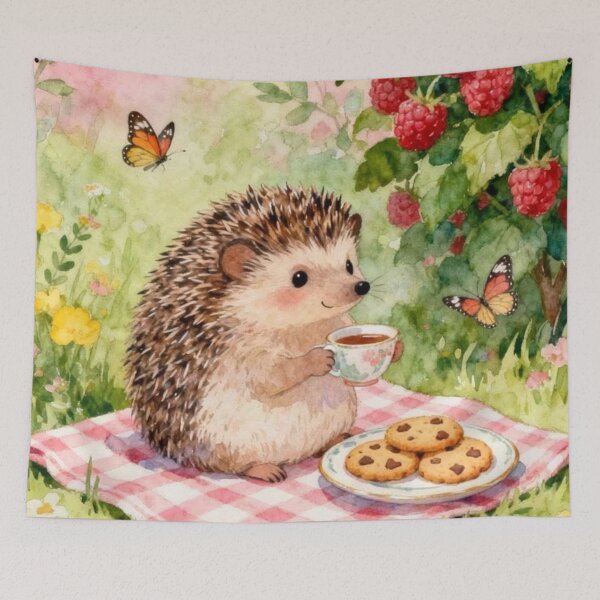 Item preview, Raspberry Garden Tea - Hedgehog Enjoying A Break designed and sold by iamdesigns14.