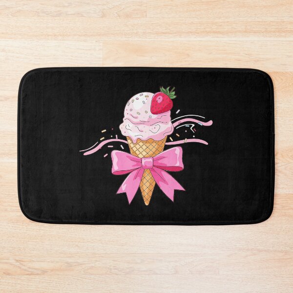 Item preview, Strawberry Ice Cream Cone With Pink Bow Cute Dessert Art designed and sold by zamiokaline.