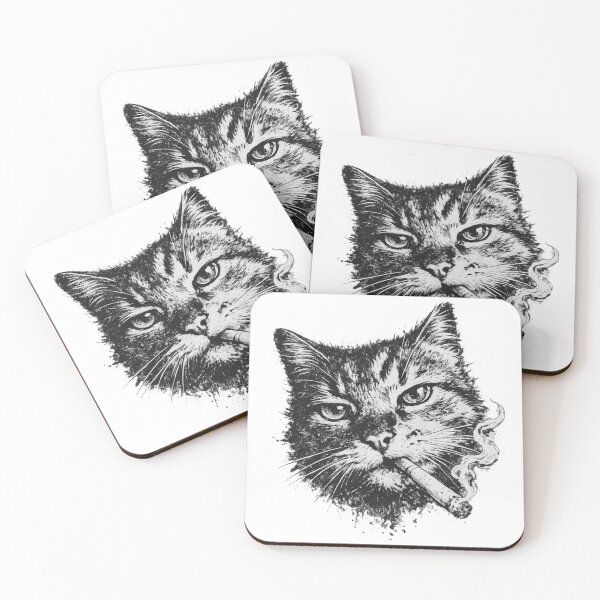 Item preview, Smoking Cat Vintage Funny Cool Cat Graphic Design designed and sold by CatPrintCo.