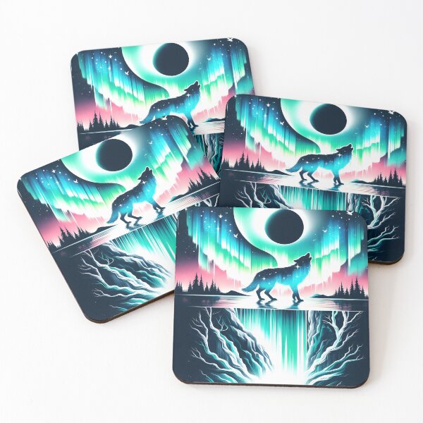 Item preview, Aurora Borealis Eclipse and Wolf, Ai Generated Art   designed and sold by ACC .