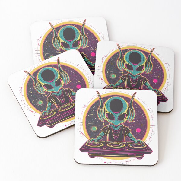 Item preview, Retro Neon Alien DJ Artwork – T-Shirt and Poster Graphic designed and sold by artwork2024.