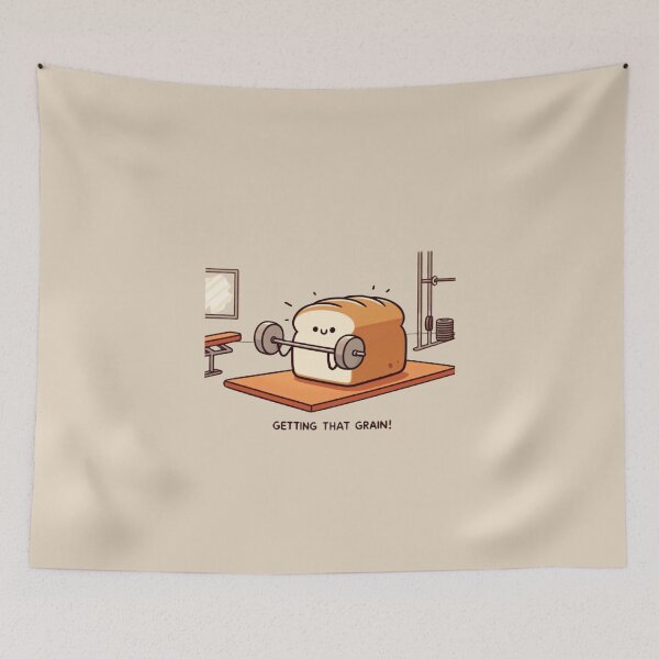 Item preview, Funny Bread Gym Workout – Get That Grain Cartoon designed and sold by astersgraphics.