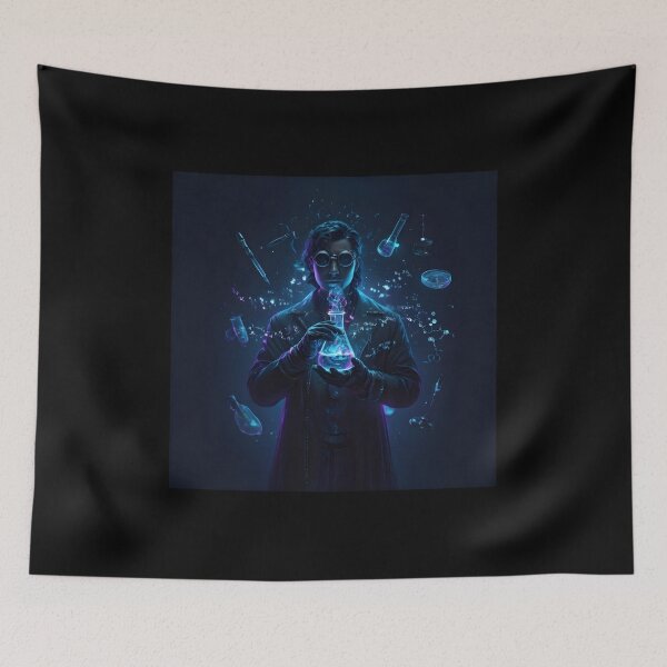 Item preview, Mystical Neon Chemist with Glowing Flask | Dark Science Art designed and sold by MouradStudio.