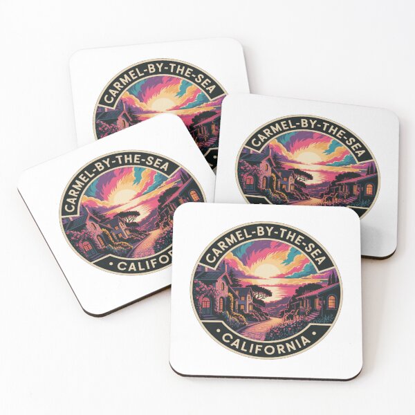 Item preview, Carmel-by-the-Sea California: Colorful Village Sunset Badge designed and sold by CircinusStore.