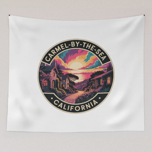 Item preview, Carmel-by-the-Sea California: Colorful Village Sunset Badge designed and sold by CircinusStore.