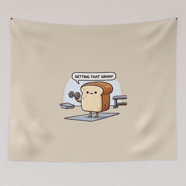 Item preview, Funny Bread Workout – Get That Grain Gym Cartoon designed and sold by astersgraphics.