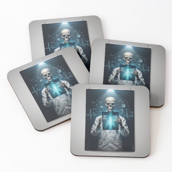 Item preview, Futuristic Skeleton Doctor with Glowing X-Ray | Dark Medical Art designed and sold by MouradStudio.