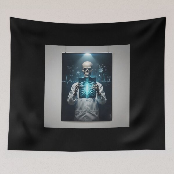 Item preview, Futuristic Skeleton Doctor with Glowing X-Ray | Dark Medical Art designed and sold by MouradStudio.