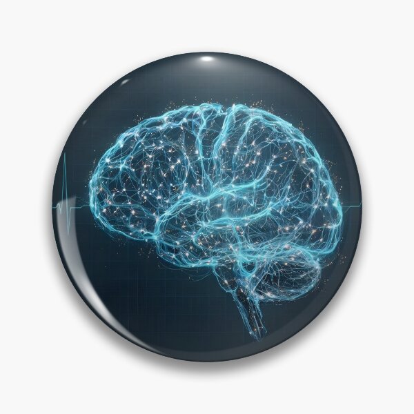 Item preview, Futuristic Glowing Neural Brain & Heartbeat | Science Art designed and sold by MouradStudio.