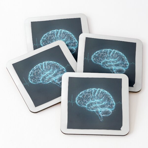 Item preview, Futuristic Glowing Neural Brain & Heartbeat | Science Art designed and sold by MouradStudio.