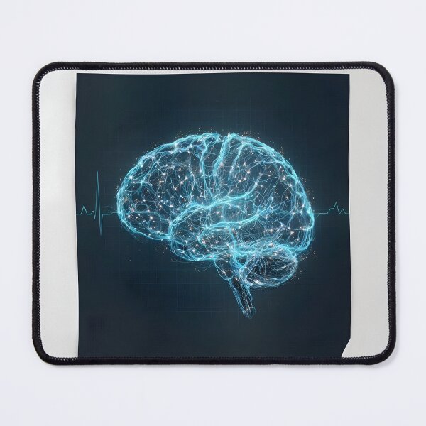 Item preview, Futuristic Glowing Neural Brain & Heartbeat | Science Art designed and sold by MouradStudio.