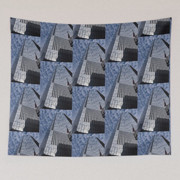 Item preview, Silver and Blue - Cloud Puffs and Glass Skyscrapers designed and sold by Georgia Mizuleva.