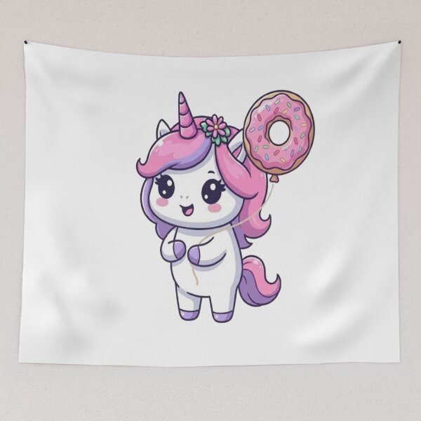 Item preview, Kawaii Unicorn with Donut Balloon designed and sold by Ella_Sketch.
