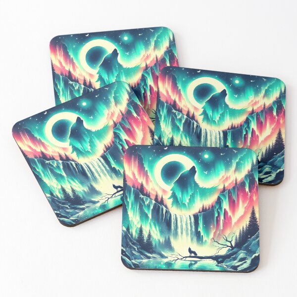 Item preview, Aurora Borealis Eclipse and Wolf, Ai Generated Art   designed and sold by ACC .