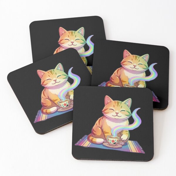 Item preview, Cozy Ginger Cat Drinking Magical Rainbow Tea designed and sold by Moody Vibes Studio.