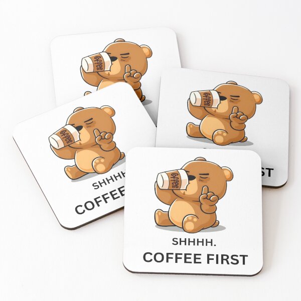 Item preview, Shhh Coffee First Cute Morning Coffee Bear designed and sold by jyotsanafinds.