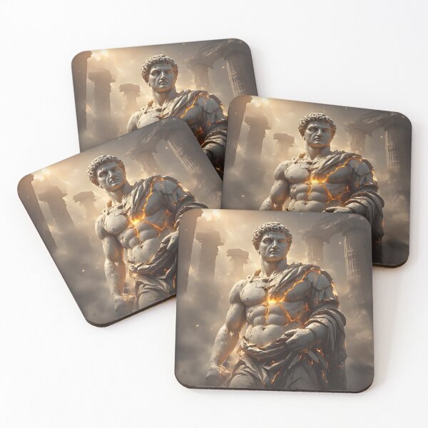 Item preview, Broken Marble Statue with Inner Fire | Epic Roman Stoic Art designed and sold by MouradStudio.
