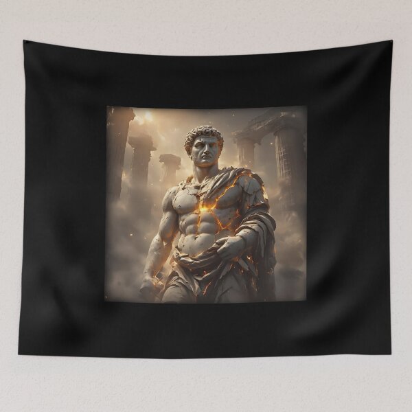 Item preview, Broken Marble Statue with Inner Fire | Epic Roman Stoic Art designed and sold by MouradStudio.