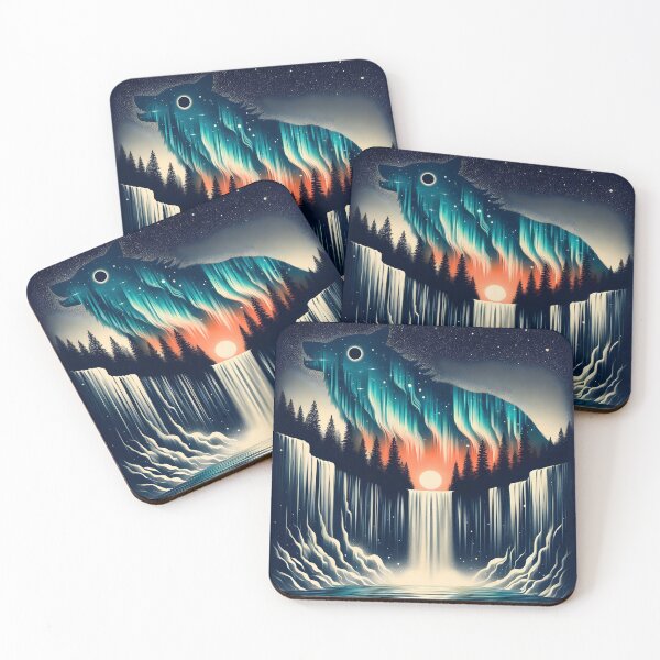 Item preview, Aurora Borealis Eclipse and Wolf, Ai Generated Art   designed and sold by ACC .