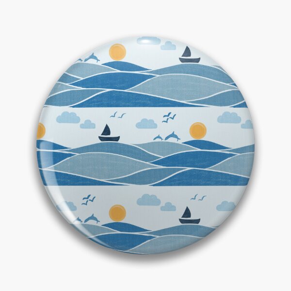Item preview, Seamless Ocean Waves With Sailboat Dolphins And Sunset designed and sold by DColourMuse.