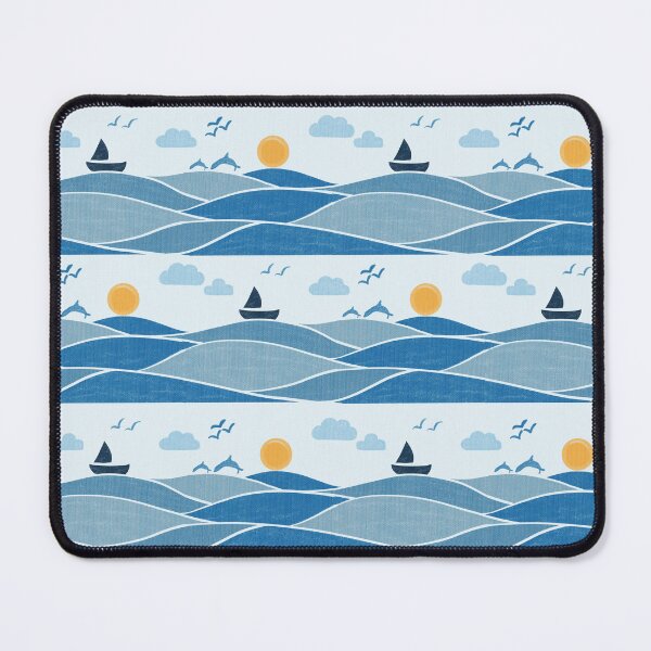 Item preview, Seamless Ocean Waves With Sailboat Dolphins And Sunset designed and sold by DColourMuse.