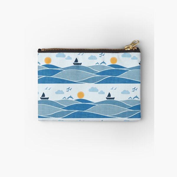 Item preview, Seamless Ocean Waves With Sailboat Dolphins And Sunset designed and sold by DColourMuse.