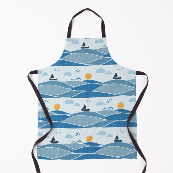 Item preview, Seamless Ocean Waves With Sailboat Dolphins And Sunset designed and sold by DColourMuse.