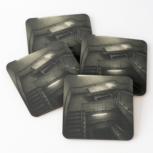 Item preview, Eerie Hospital Stairwell Gurney Dark Thriller Poster designed and sold by Cine8.
