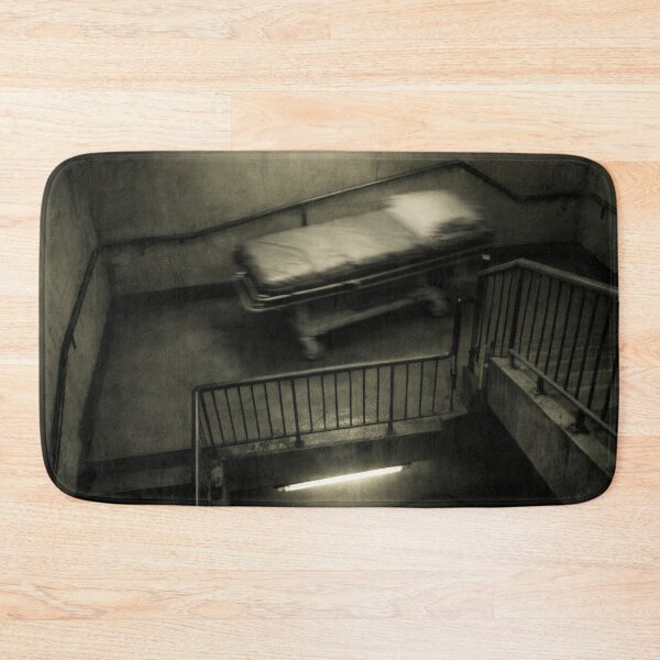 Item preview, Eerie Hospital Stairwell Gurney Dark Thriller Poster designed and sold by Cine8.
