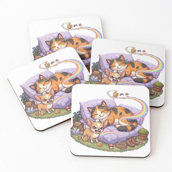 Item preview, Sleepy Calico Cat and Aggressive Chihuahua on Adventure designed and sold by Moody Vibes Studio.