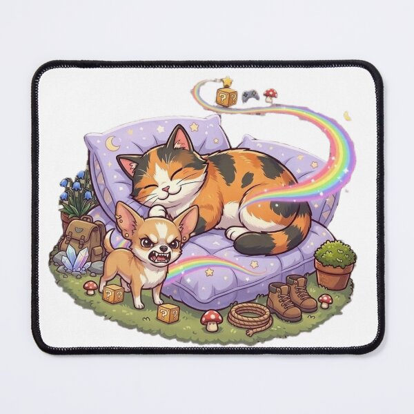 Item preview, Sleepy Calico Cat and Aggressive Chihuahua on Adventure designed and sold by Moody Vibes Studio.