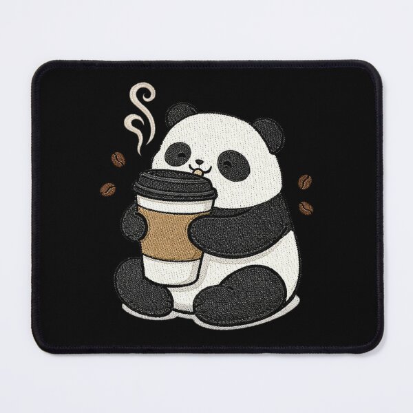 Item preview, Cute Panda Coffee Lover Embroidery Patch Style – Kawaii Panda Drinking Coffee – Cozy Coffee Addict Animal Design designed and sold by ColorSplash123.