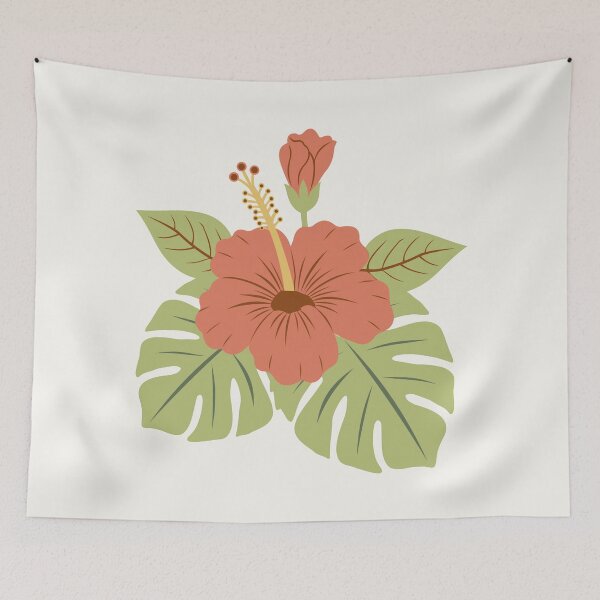 Item preview, Minimalist Terracotta Hibiscus Summer Floral Art designed and sold by The Flat Lab.