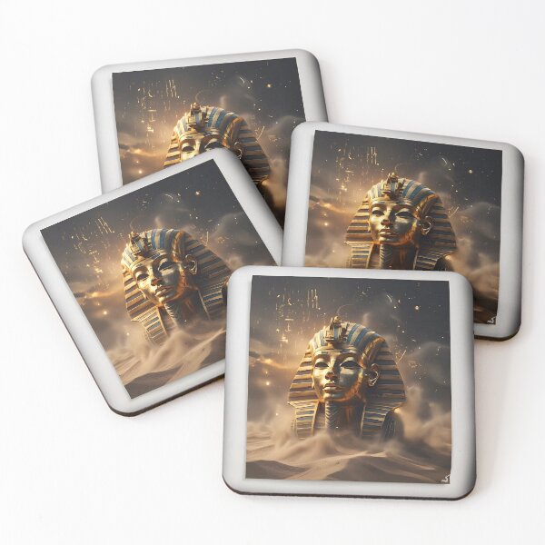Item preview, Mystical Golden Tutankhamun Mask Emerging from Sand | Ancient Egypt Art designed and sold by MouradStudio.