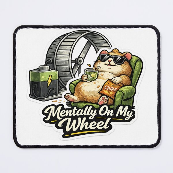 Item preview, Mentally On My Wheel Hamster – Funny Lazy Hamster Cartoon designed and sold by EOVM.