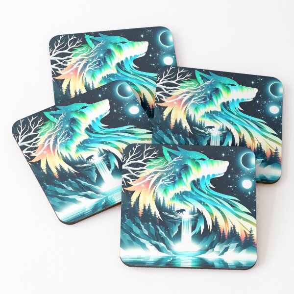 Item preview, Aurora Borealis Eclipse and Wolf, Ai Generated Art   designed and sold by ACC .