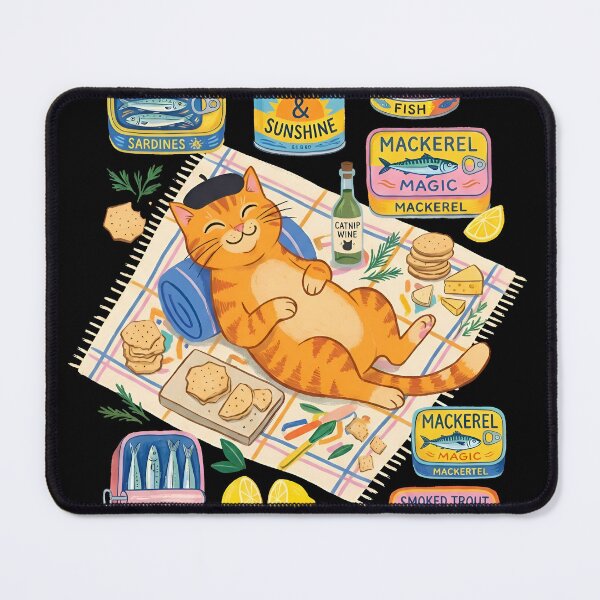 Item preview, Cute Orange Cat Tinned Fish Picnic French Beret designed and sold by Imaginationbeyond.
