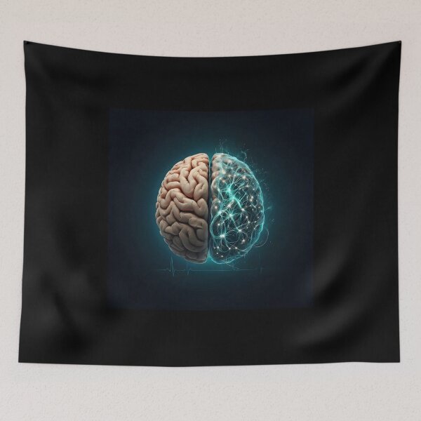 Item preview, Split Brain Anatomy and Glowing Neural Network | Tech & Biology Art designed and sold by MouradStudio.